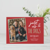 Funny Just Us & The Dogs Howlidays Photo  Feestdagenkaart (Staand voorkant)