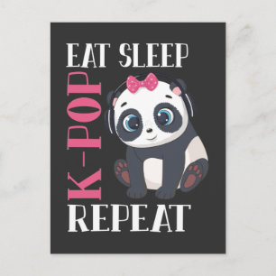 Funny K-Pop Panda Girl Korean Music Lover Briefkaart