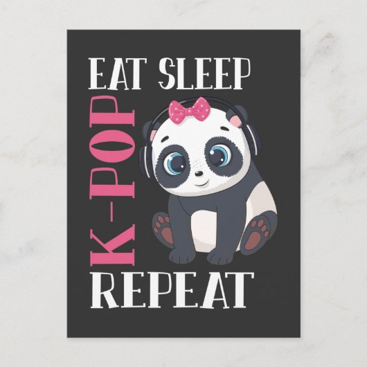 Funny K-Pop Panda Girl Korean Music Lover Briefkaart (Voorkant)