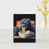 Funny Kaiju Eating Ramen Japanese Monster Lover Bi Kaart (Gele Bloem)