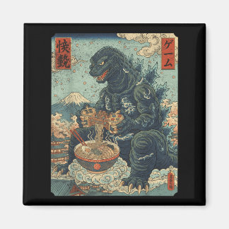 Funny Kaiju Gamer Ramen Video Game Japanese Anime Magneet
