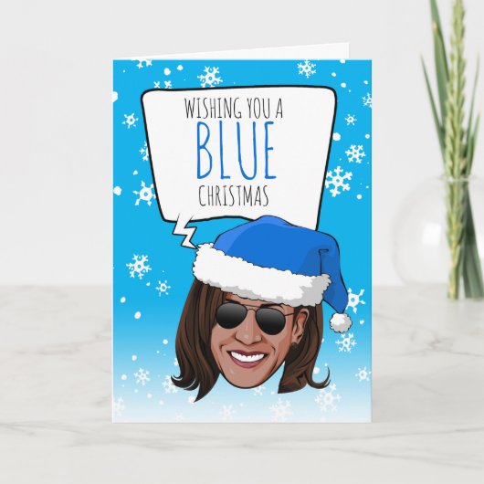 Funny Kamala: Een blauw kerstfeest winnen Kaart (Voorkant)