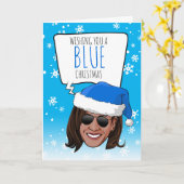 Funny Kamala: Een blauw kerstfeest winnen Kaart (Gele Bloem)