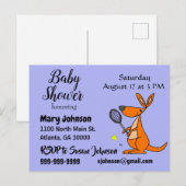 Funny Kangaroo Baby shower Tennis Uitnodiging Briefkaart (Voorkant / Achterkant)