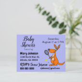 Funny Kangaroo Baby shower Tennis Uitnodiging Briefkaart (Staand voorkant)