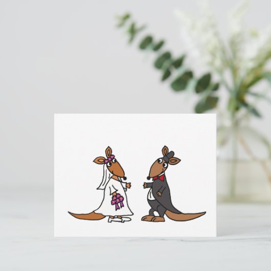 Funny Kangaroo Bride en Groom Wedding Design Briefkaart (Staand voorkant)