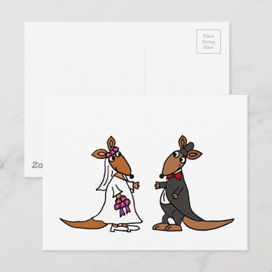 Funny Kangaroo Bride en Groom Wedding Design Briefkaart (Voorkant / Achterkant)