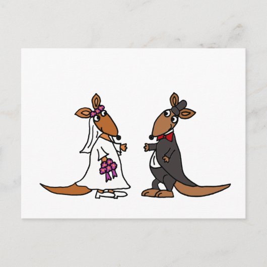 Funny Kangaroo Bride en Groom Wedding Design Briefkaart (Voorkant)