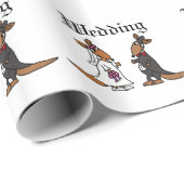 Funny Kangaroo Bride en Groom Wedding Design Cadeaupapier (Rol Hoek)