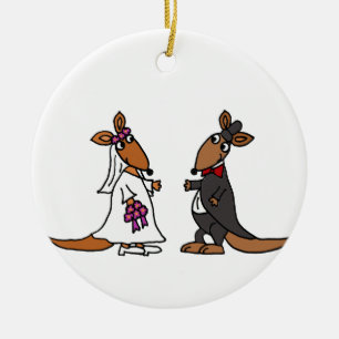 Funny Kangaroo Bride en Groom Wedding Design Keramisch Ornament