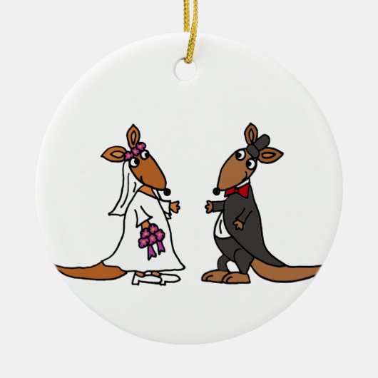 Funny Kangaroo Bride en Groom Wedding Design Keramisch Ornament (Voorkant)