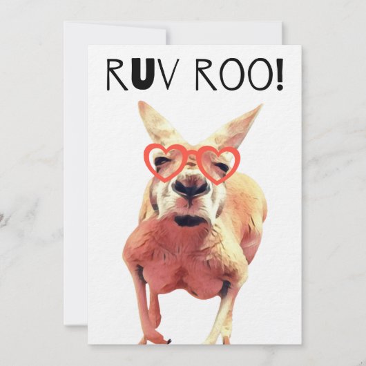 Funny Kangaroo Valentijnsdag Kaart (Voorkant)