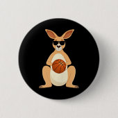 Funny Kangaroo Wearing Sungles Playing Basketball Ronde Button 5,7 Cm (Voorkant)