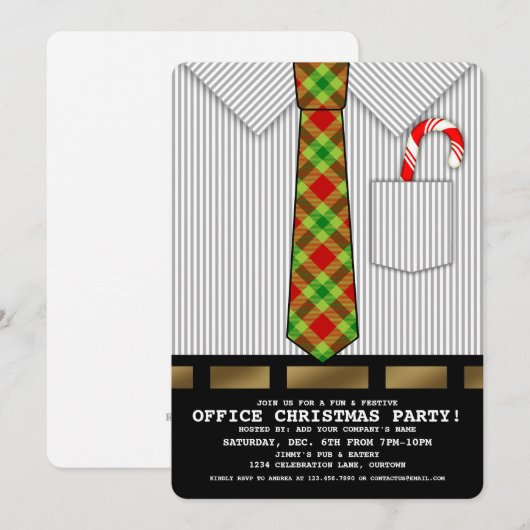 Funny Kantoor kerstparty uitnodiging (Voorkant / Achterkant)