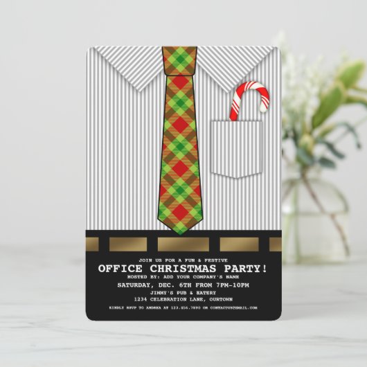 Funny Kantoor kerstparty uitnodiging (Staand voorkant)