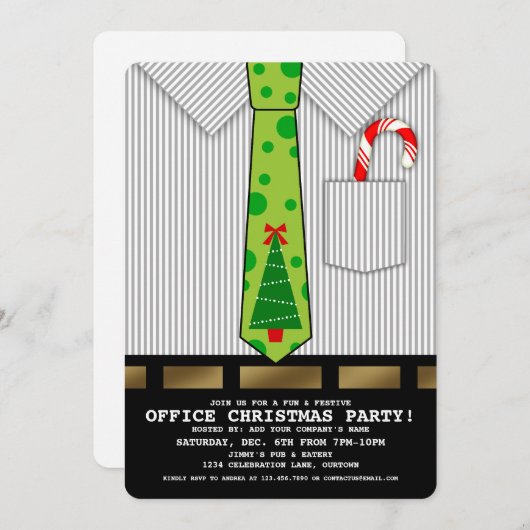 Funny Kantoor kerstparty uitnodiging (Voorkant / Achterkant)