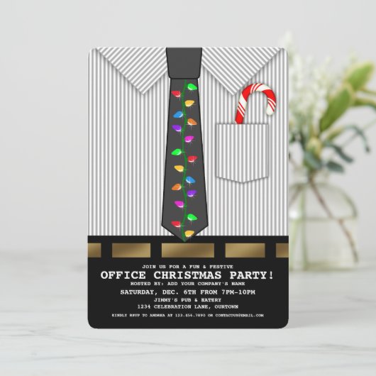 Funny Kantoor kerstparty uitnodiging (Staand voorkant)