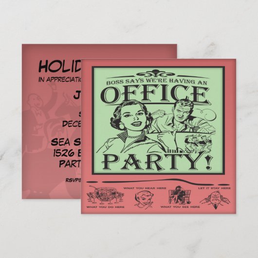 Funny Kantoor Party Kaart (Voorkant / Achterkant)