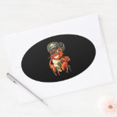 Funny Kapitein Lobster Pirate Jolly Roger Crustace Ovale Sticker (Envelop)