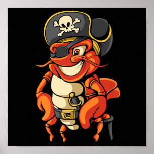 Funny Kapitein Lobster Pirate Jolly Roger Crustace Poster