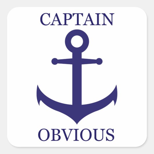 Funny "Kapitein Vrouw" & Anchor Vierkante Sticker (Voorkant)