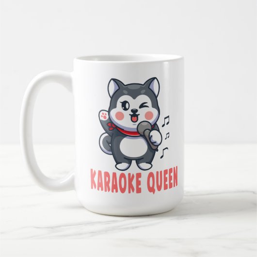 Funny Karaoke Gift Hondenliefhebber Siberian Husky Koffiemok (Links)