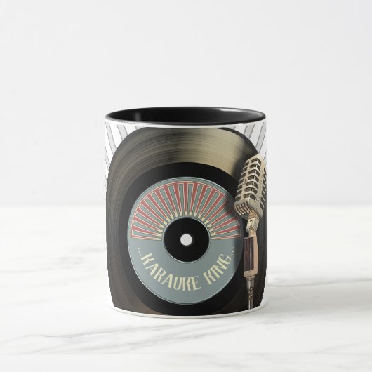 Funny Karaoke King Retro Vinyl Record Mok (Midden)