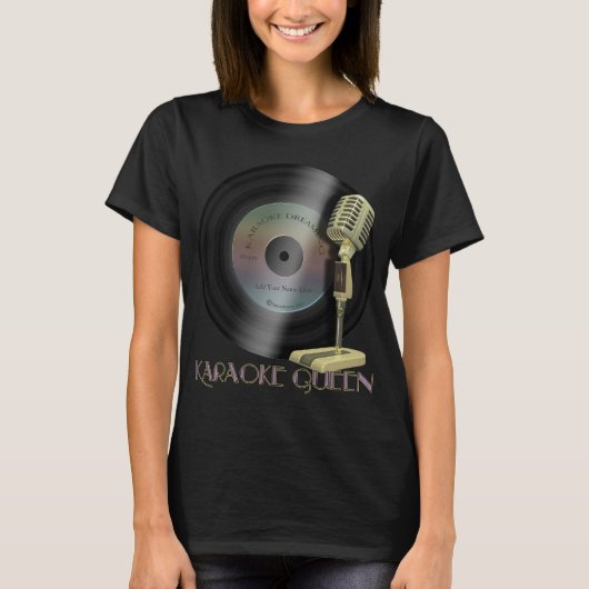 Funny Karaoke Queen Microphone T-shirt (Voorkant)