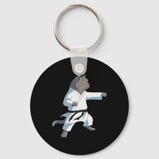 Funny Karate British Shorthair Cat Sleutelhanger (Voorkant)