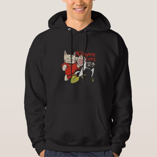 Funny Karate Cat Fighting Kitten Fighter Kat Com Hoodie (Voorkant)