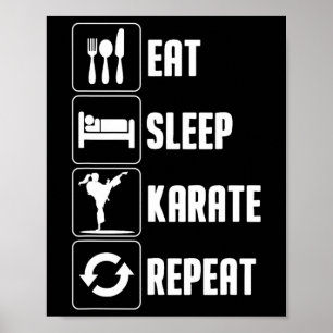 Funny Karate Design for Men Women Eat Sleep Karate Poster