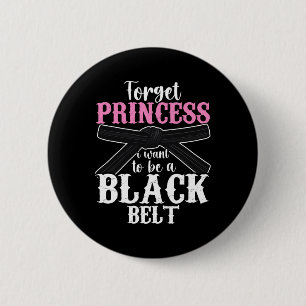 Funny Karate Design for Women Girls Black Belt Mar Ronde Button 5,7 Cm
