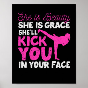 Funny Karate Girl Tae-Kwon is ze schoonheid Poster