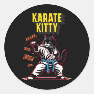 Funny Karate Kat - Martial Arts Feline Champion Ronde Sticker