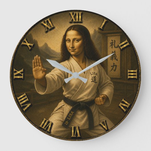 Funny Karate Mona Lisa Martial Arts Sensei gift Grote Klok (Voorkant)