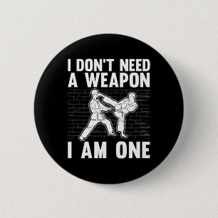 Funny Karate voor mannen Karate Black Belt Marti Ronde Button 5,7 Cm