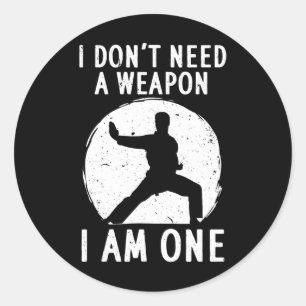 Funny Karate voor mannen Karate Black Belt Marti Ronde Sticker