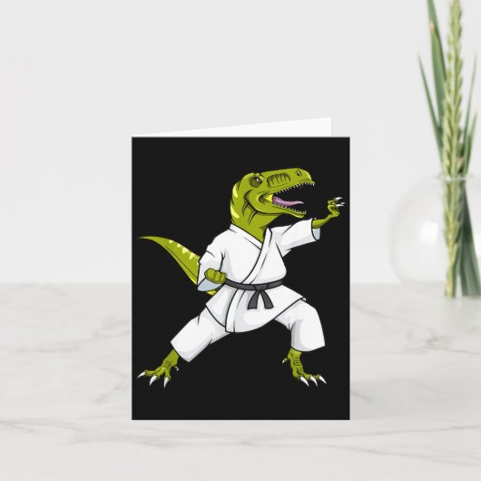 Funny Karatesaurus T-rex Dinosaur Karate Samurai D Kaart (Voorkant)