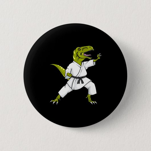 Funny Karatesaurus T-rex Dinosaur Karate Samurai D Ronde Button 5,7 Cm (Voorkant)