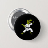 Funny Karatesaurus T-rex Dinosaur Karate Samurai D Ronde Button 5,7 Cm (Voorkant /achterkant)