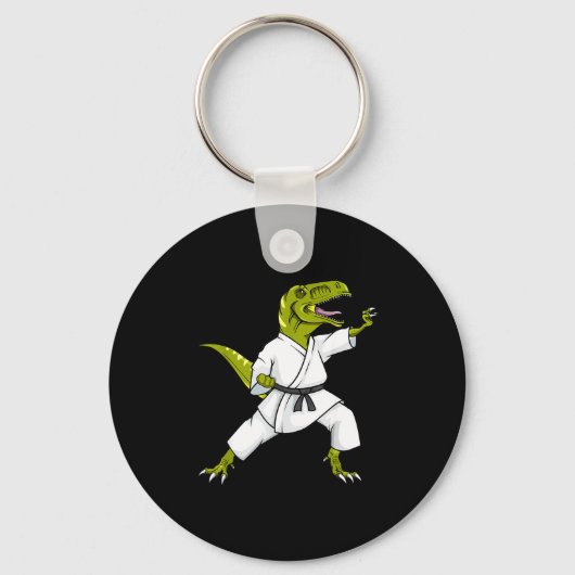 Funny Karatesaurus T-rex Dinosaur Karate Samurai D Sleutelhanger (Voorkant)