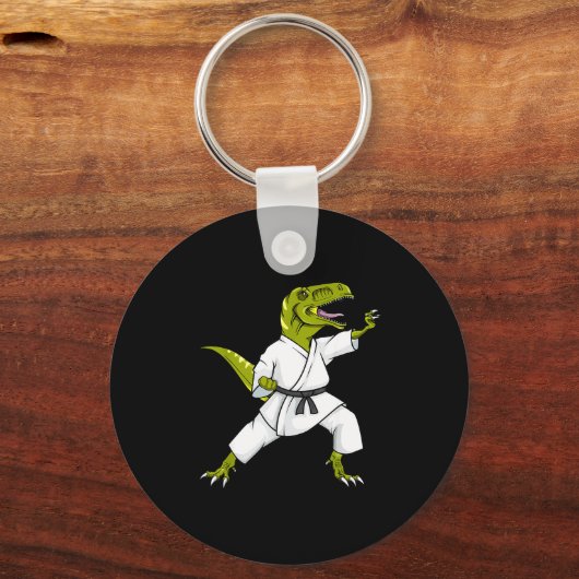 Funny Karatesaurus T-rex Dinosaur Karate Samurai D Sleutelhanger (Voorkant)