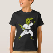 Funny Karatesaurus T-rex Dinosaur Karate Samurai D T-shirt (Voorkant)