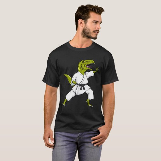 Funny Karatesaurus T-rex Dinosaur Karate Samurai D T-shirt (Voorkant volledig)