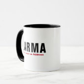 Funny Karma Mug - "Never Loses an Address" Cup Mok (Voorkant links)