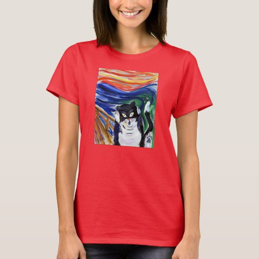 Funny Kat Scream Cat T-Shirt (Voorkant)