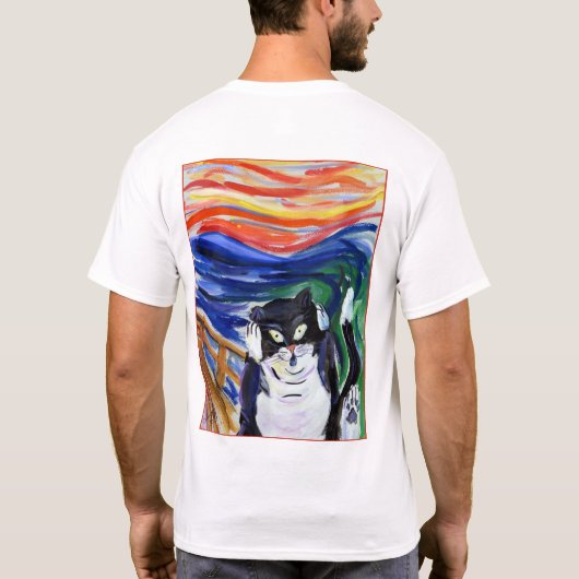 Funny Kat Scream T-Shirt (Afbeelding achter) (Achterkant)