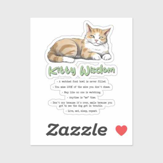 Funny Kat Wisdom Sticker (Vel)