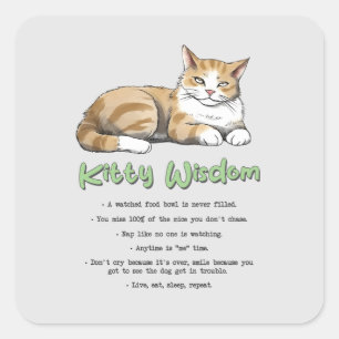 Funny Kat Wisdom Vierkante Sticker