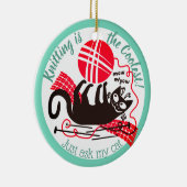 Funny kattengaren, brei-haakkerstversiering keramisch ornament (Rechts)